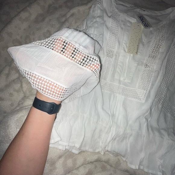 *Brand new* white sheer cotton BoHo three-quarter top large. - Picture 4 of 11